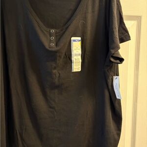 Terra & Sky Black Short Sleeve Henley